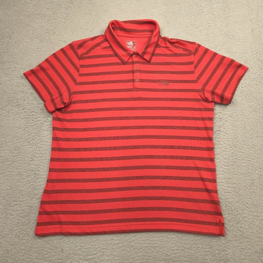The North Face Polo‎ Shirt Mens XL Red Striped Short Sleeve FlashDry Golf